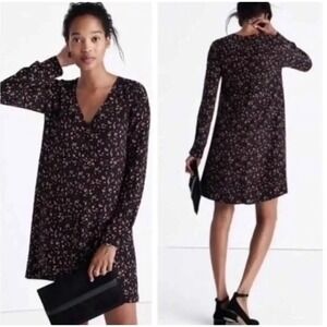 Sezane Black V-Neck Long Sleeve Sundress